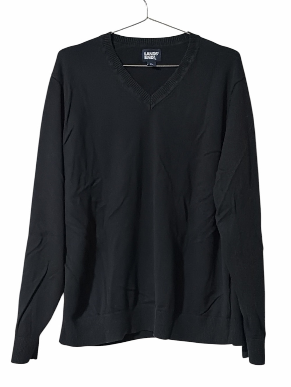 Lands’ End Men's Cotton Modal Fine Gauge V-neck Sweater - Picture 2 of 5